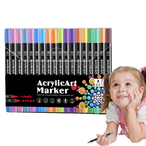 Generisch Acrylfarben-Marker, Acryl-Marker-Set,Bunte Marker mit doppelter Spitze in mehreren Farben - Kunsthandwerk, Kunstbedarf, kreative Stoffmarker für Kinder und Erwachsene von Generisch