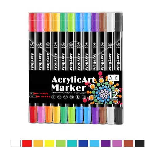 Generisch Acrylfarben-Marker, Acryl-Marker-Set | Acrylmalstifte mit Pinselspitze und Punktspitze,Kunsthandwerk, Kunstbedarf, kreative Stoffmarker für Kinder und Erwachsene von Generisch