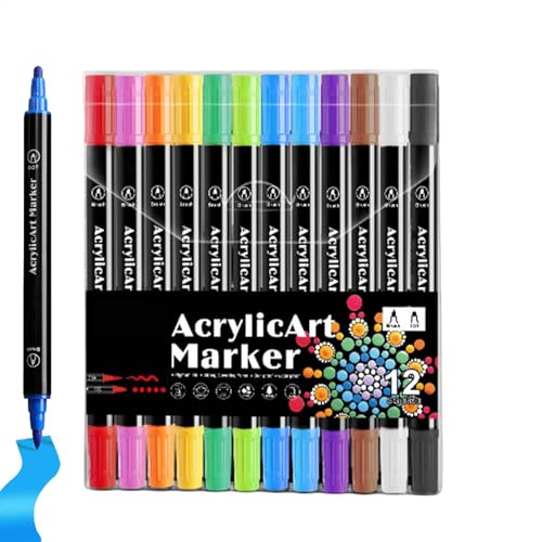 Generisch Acrylfarben-Marker, Acryl-Marker-Set | Bunte Marker mit Pinselspitze und Punktspitze für Felsmalerei,Acryl-Marker zum Ausmalen, kreatives Basteln, Kunstbedarf für Kinder und Erwachsene von Generisch