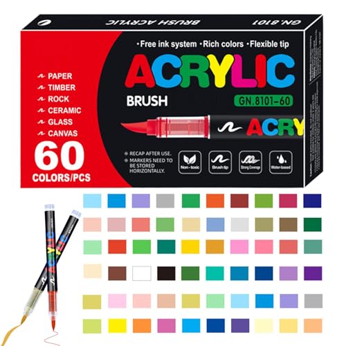 Generisch Acrylmarker - Acrylstifte Für Steine Wasserfest | 72 Multimarker Acrylmarker Glasmalstifte Für Felsmalerei | Acrylic Marker Set Für Holz Rock,Keramik, Glas, Leinwand, Metall, Kunsthandwerk von Generisch