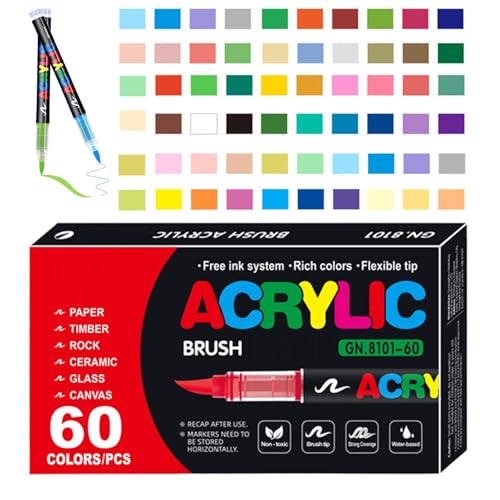 Generisch Acrylmarker gesetzt, wasserdichtes Acrylfarbenmarker | Weiche Malerei Stift,Weichpinsel Acrylmarker Stifte Set, perfekt zum Zeichnen von Kunst- und Handwerksbedarf von Generisch