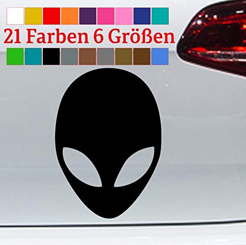 generisch Alien Sticker Vinyl Aufkleber Kopf UFO Sci-Fi Marsmensch Area 51 JDM Roswell Dub in 6 Größen und 21 Farben von generisch