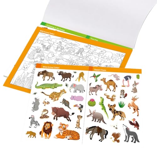 Generisch Animal Sticker Book, Childrens Animals Activity Book, Early Learning Toy Baby, Imagination & Early Recognition Skills Development for Kids 3 6 Years, 7.68x10.24x0.16 inches von Generisch