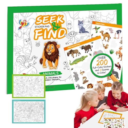 Generisch Animal Sticker Book - Animal Sticker Book | Frühes Lernen Spielzeug für Baby | Kindertiere Aktivitätsbücher der Kinder Phantasie und frühe Erkennungsfähigkeiten für 3-6 Jahre von Generisch