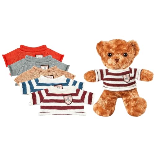 Generisch Bär Plüsch mit 5 Kleidung, niedlicher -Hoodie -Pullover, Cartoon Bear Plüschspielzeug mit Outfits, lustige gefüllte -Dress -up -Puppe, weiches gefülltes Tierspielzeug mit Kleidungszubehör von Generisch