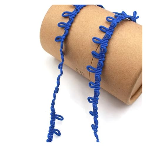 Generisch Bunte schwarze weiße Knopfschlaufen, elastisches Spitzenband, mehrfarbig, handgefertigter Spitzenbesatz for Kleidung, Nähen, Basteln, Zubehör(Blue,20yards) von Generisch