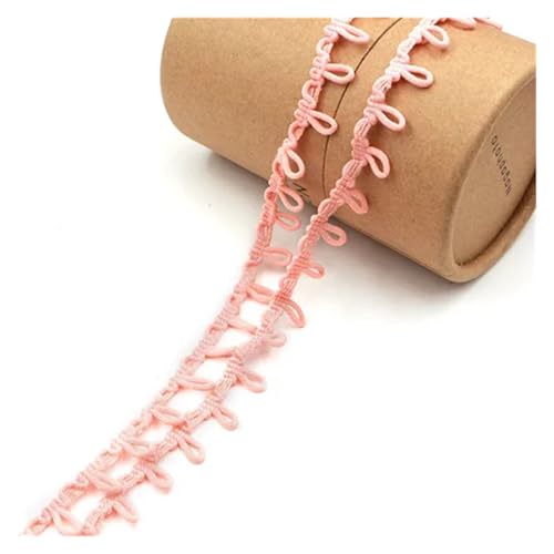 Generisch Bunte schwarze weiße Knopfschlaufen, elastisches Spitzenband, mehrfarbig, handgefertigter Spitzenbesatz for Kleidung, Nähen, Basteln, Zubehör(Light pink,10yards) von Generisch