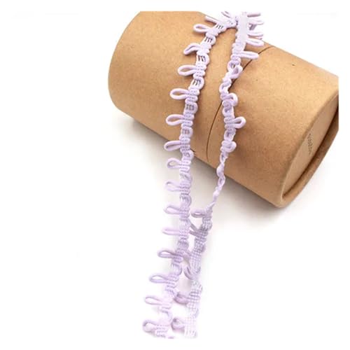 Generisch Bunte schwarze weiße Knopfschlaufen, elastisches Spitzenband, mehrfarbig, handgefertigter Spitzenbesatz for Kleidung, Nähen, Basteln, Zubehör(Light purple,10yards) von Generisch