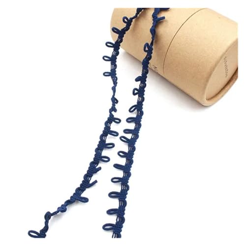 Generisch Bunte schwarze weiße Knopfschlaufen, elastisches Spitzenband, mehrfarbig, handgefertigter Spitzenbesatz for Kleidung, Nähen, Basteln, Zubehör(Navy,10yards) von Generisch