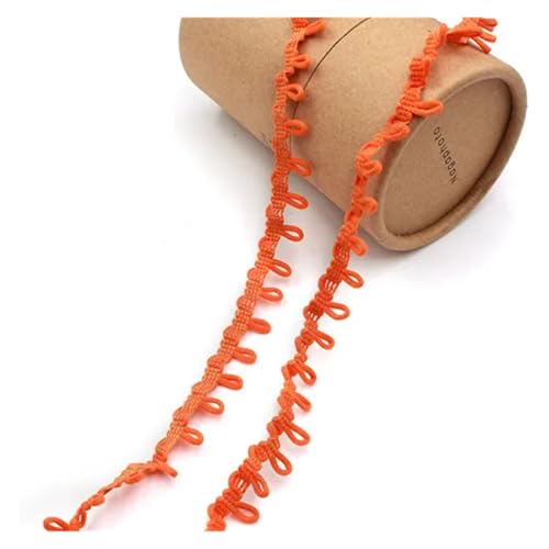 Generisch Bunte schwarze weiße Knopfschlaufen, elastisches Spitzenband, mehrfarbig, handgefertigter Spitzenbesatz for Kleidung, Nähen, Basteln, Zubehör(Orange,5yards) von Generisch