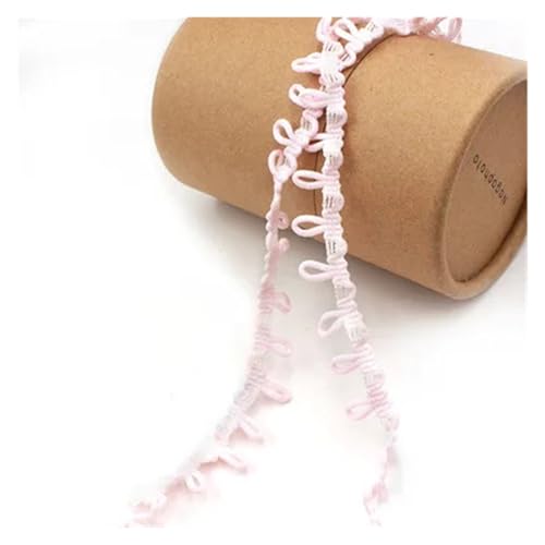 Generisch Bunte schwarze weiße Knopfschlaufen, elastisches Spitzenband, mehrfarbig, handgefertigter Spitzenbesatz for Kleidung, Nähen, Basteln, Zubehör(Pink,10yards) von Generisch