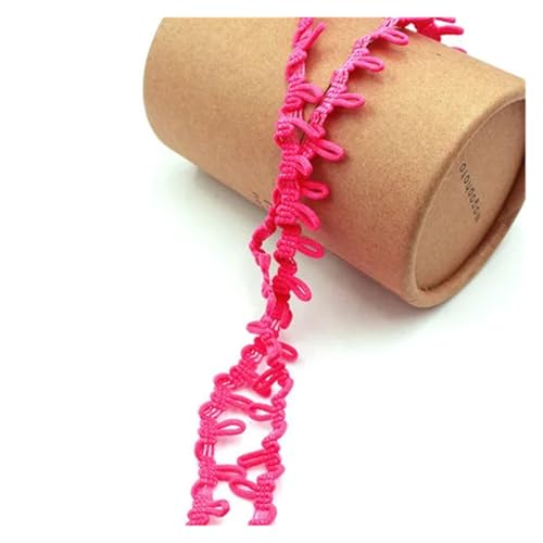 Generisch Bunte schwarze weiße Knopfschlaufen, elastisches Spitzenband, mehrfarbig, handgefertigter Spitzenbesatz for Kleidung, Nähen, Basteln, Zubehör(Rose red,10yards) von Generisch