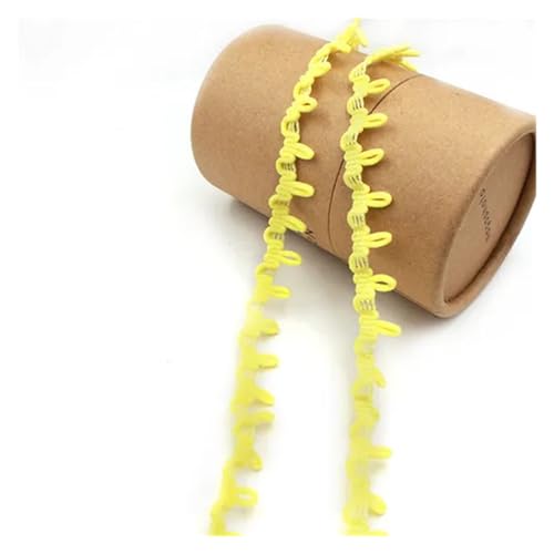 Generisch Bunte schwarze weiße Knopfschlaufen, elastisches Spitzenband, mehrfarbig, handgefertigter Spitzenbesatz for Kleidung, Nähen, Basteln, Zubehör(Yellow,20yards) von Generisch