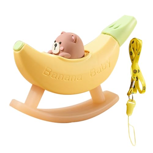 Generisch Cartoon Neuheit Hörner Pfeifen, Silikon-Geräuschmacherpfeife, Bananenbär-Musikpfeifenspielzeug, Sicherheitspfeife Für Kinder, Anti-Verlust-Lanyard-Design, Verdicktes Silikonmaterial von Generisch