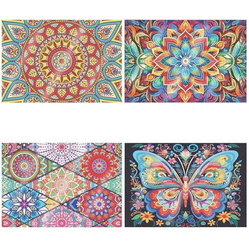 Generisch DIY Diamond Art Painting Mandala Tischset PET Rechteckig Platzset Restaurant Dekoration (4 Stück Mandala + Schmetterling Set) von Generisch