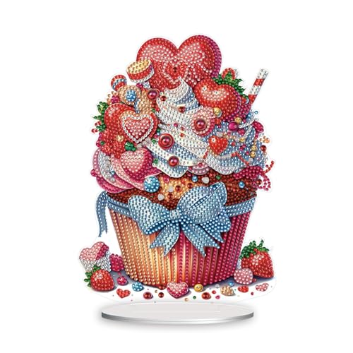 Generisch DIY Diamond Painting Cupcake Tisch Deko, kreative Acryl Tischdeko, Diamant Malerei Stehend Kunst Set, Ornamente Geschenke für Zuhause,Büro Dekoration-06 von Generisch