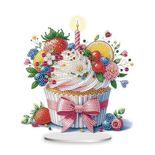 Generisch DIY Diamond Painting Cupcake Tisch Deko, kreative Acryl Tischdeko, Diamant Malerei Stehend Kunst Set, Ornamente Geschenke für Zuhause,Büro Dekoration-08 von Generisch