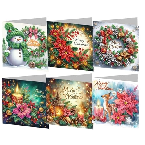 Generisch DIY Diamond Painting Grußkarte,5D Diamant Malerei Weihnachten Karten Geburtstag Karte Weihnachtskarte Geschenkkarte postkarten,Weihnachten Geschenk für Freunde und Familie und Lehrer(6pc-05) von Generisch