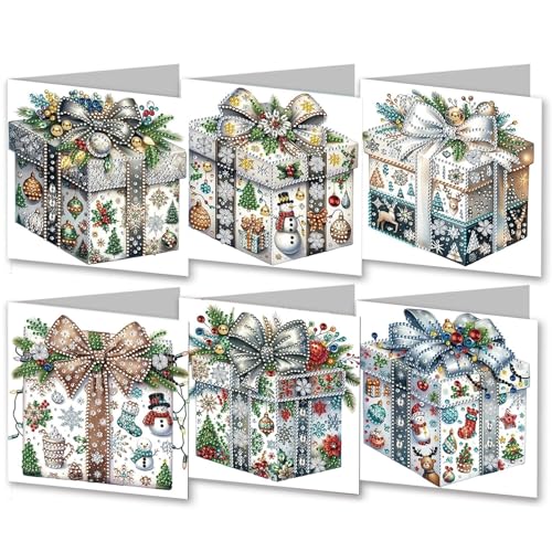 Generisch DIY Diamond Painting Grußkarte,5D Diamant Malerei Weihnachten Karten Geburtstag Karte Weihnachtskarte Geschenkkarte postkarten,Weihnachten Geschenk für Freunde und Familie und Lehrer(6pc-06) von Generisch