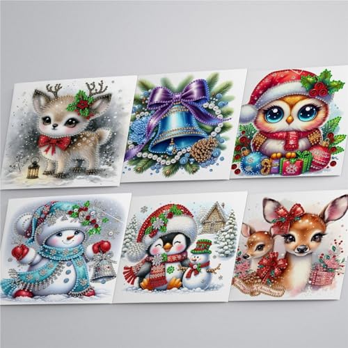 Generisch DIY Diamond Painting Grußkarte,5D Diamant Malerei Weihnachten Karten Geburtstag Karte Weihnachtskarte Geschenkkarte postkarten,Weihnachten Geschenk für Freunde und Familie und Lehrer(6pc-16) von Generisch