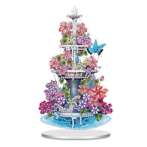 Generisch DIY Diamond Painting Tisch Deko, 5D Diamant Painting Blume Geschenkbox Brunnen Tischdeko, Diamant Malerei Stehend Kunst Set, Ornamente Geschenke für Anfänger Zuhause,Büro Dekoration-04 von Generisch