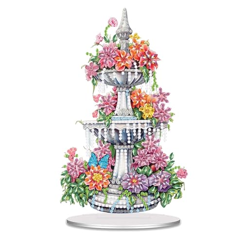 Generisch DIY Diamond Painting Tisch Deko, 5D Diamant Painting Blume Geschenkbox Brunnen Tischdeko, Diamant Malerei Stehend Kunst Set, Ornamente Geschenke für Anfänger Zuhause,Büro Dekoration-06 von Generisch