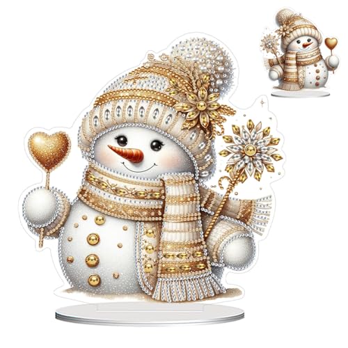 Generisch DIY Diamond Painting Weihnachten Tischdeko Diamant Painting Weihnachten Neu Ornamente Diamond Painting Winter Stehend Kunst Set Weihnachtsdekoration Geschenk Hausgeschenk (Schneemann 1) von Generisch