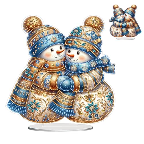 Generisch DIY Diamond Painting Weihnachten Tischdeko Diamant Painting Weihnachten Neu Ornamente Diamond Painting Winter Stehend Kunst Set Weihnachtsdekoration Geschenk Hausgeschenk (Schneemann 2) von Generisch