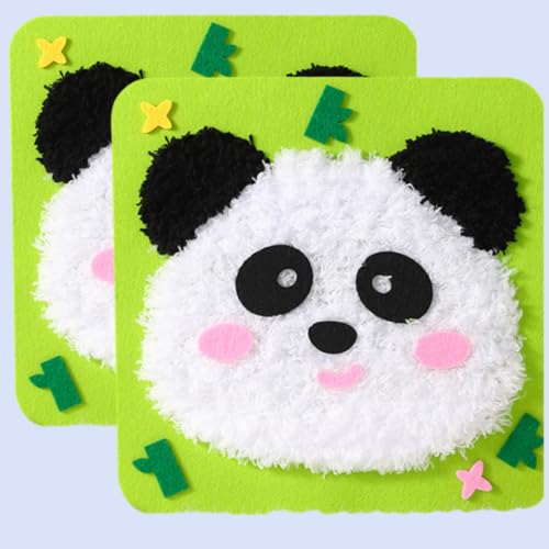 Generisch DIY Stickerei Puppe Set für Kinder, Nähen Kunst und Handwerk Kit, einfach zu tun Cartoon Tier Nähen Projekte Garn Board, Filz Tiere Aufkleber Hands On Aktivitäten (2pcs-Panda) von Generisch