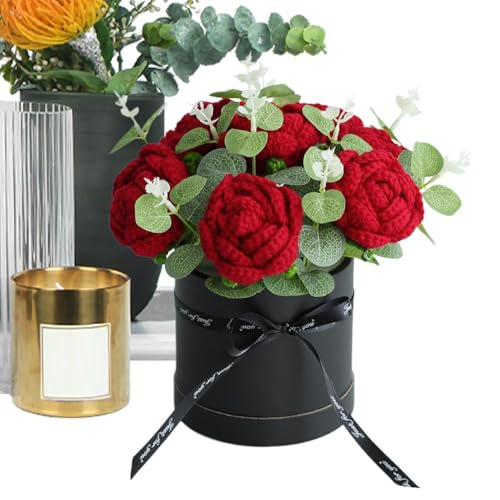 Generisch Deko-Blumen für Heimdekoration, Häkelblumenstrauß, handgewebter Blumenstrauß, realistisches Blumenarrangement, handgefertigte Häkelblumen, Tischblumendekoration von Generisch