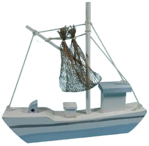 Generisch Deko Fischkutter mit Netz 25 x 23 x 4 cm Maritim Schiff Kutter Hafen GTT J281 von Generisch