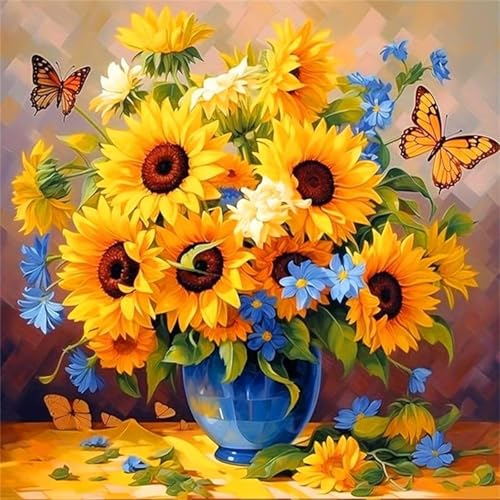 Generisch Diamond Painting 5D DIY Set für Erwachsene Sonnenblume Diamant Malerei Bastelset Full Drill Groß Set Bilder für Home Wanddeko Mädchen Basteln Embroidery Painting 60x60cm Round Drill RS00337 von Generisch