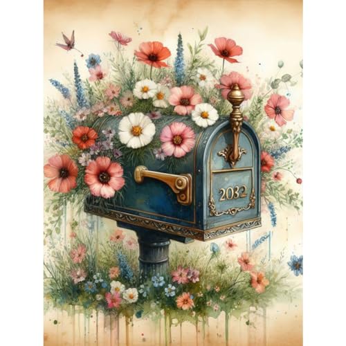 Generisch Diamond Painting Briefkasten,Retro Diamant Painting Bilder Erwachsene, Bunt Diamant Malerei Kits Kinder 5D Diamantmalerei Strass Stickerei Malerei Painting Set für Home Décor 30x40cm von Generisch