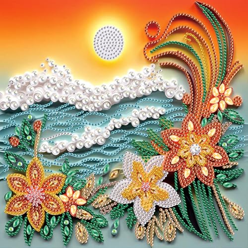 Generisch Diamond Painting Erwachsene Papier-Quilling-Stil Diamant Painting Bilder Diamond Painting Bilder Diamant Bilder DIY Cross Stickerei Malerei Kits Wand Dekor 30x30cm-Meer von Generisch