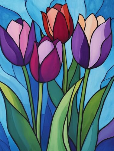 Generisch Diamond Painting Erwachsene Tulip Diamant Painting Bilder, 5D DIY Full Drill Daiments Diamant Malerei Kits für Home Wall Decor 60x80cm Z-900 von Generisch