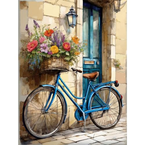 Generisch Diamond Painting Fahrrad,Retro Diamant Painting Bilder Erwachsene, Bunt Diamant Malerei Kits Kinder 5D Diamantmalerei Strass Stickerei Malerei Painting Set für Home Décor 30x40cm von Generisch