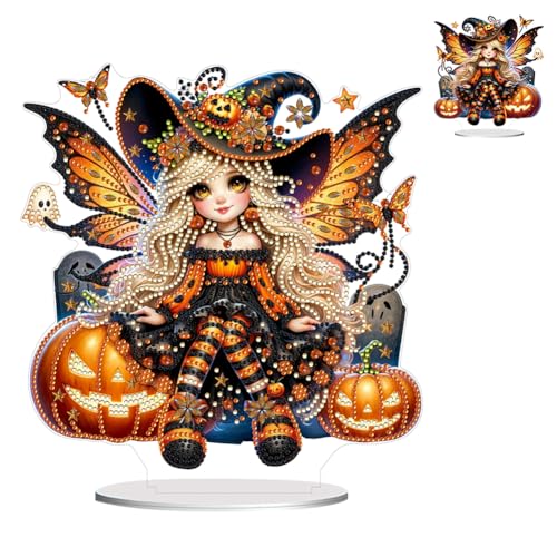 Generisch Diamond Painting Halloween Deko,Wichtel Mädchen Geist Diamond Painting Tischdeko,5d Diamant Painting Erwachsene,Doppelseitige Diamond Bastelset Diamond Painting Neuheiten Geschenk von Generisch