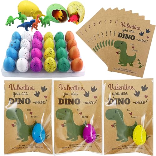 Generisch Dino Egg Hatching Valentines, Hatching Dinosaur Eggs, Dinosaurier Ei SchlüPfen Karte, SchlüPfendes Dino-Ei, Wachsen Im Wasser, Riss, SchlüPfender Wachsender Dino (10PCS) von Generisch