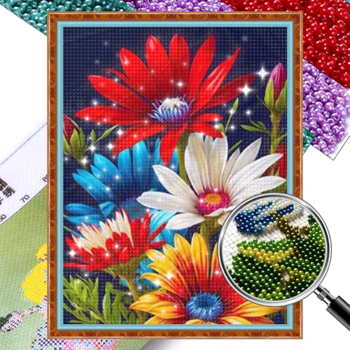 Generisch Diy Set Erwachsene Blumen perlenstickerei Set Vorgedruckt, Stickvorlagen Stickbilder Kreuzstich Stickpackungen Bead Cross Stitch Kit Stickset Sticken Set Erwachsene-40x53cm von Generisch