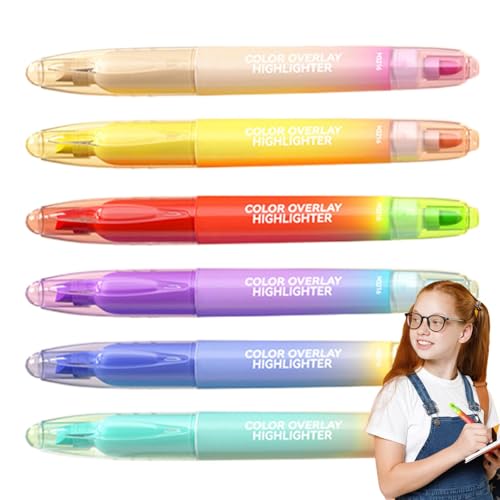 Generisch Double Ended Highlighter, doppelt beendet Highlighter Set - 6x farbige Marker | Schnelltrockne ohne Blutungsstifte für Bibelhauptsache Journaling, Schulbedarf, Schulmaterialien von Generisch