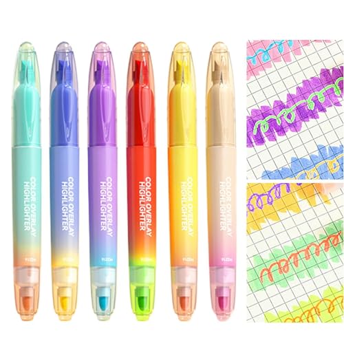 Generisch Double Ended Highlighter Set, farbige Highlighters,6x Marker für das Journaling - Doppelende Stifte für Teenager, Kinder und Erwachsene färben, unterstreichen, hervorheben von Generisch