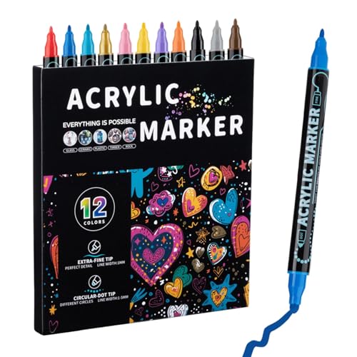 Generisch Double Tip Markers, Acrylic Paint Pen, Water Soluble Marker, Tip Pens, Art Enthusiast Markers for Paper, Pottery, Stones, Backpacks, Glass 6.69x6.06x1.57 inches von Generisch