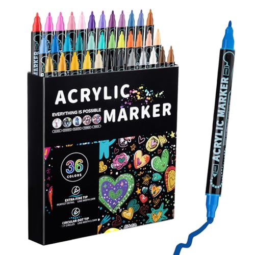 Generisch Double Tip Markers, Acrylic Paint Pen, Water Soluble Marker, Tip Pens, Art Enthusiast Markers for Paper, Pottery, Stones, Backpacks, Glass 6.69x6.06x1.57 inches von Generisch