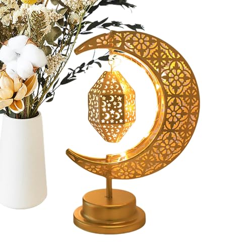 Generisch Eids Mond Dekoration Licht, Ramadans Rotatable Moon Shaped Desktop Lampe Ornament, Batteriebetriebene Dekorative Lampe, Dekorative Ambientelampe Für Home Schlafzimmer Wohnzimmer von Generisch