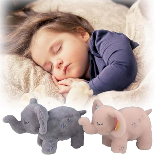 Generisch Elefant Atmendes Stofftier Geschenk Plüschtiere Zum Schlafen Mit Musikalischen Lichtern & Rhythmischer Atembewegung -Plüschtiere Atmende Atmen Tiere Relief Atmen Mushplushies-B von Generisch