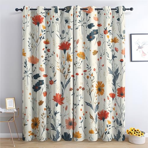 Generisch Exotische Blumen Vorhang, Blumenmuster Gardinen mit Ösen 2er Set Verdunkelungsvorhang, Modern Floral Vorhänge, Wohnzimmer Schlafzimmer Kinderzimmer Blickdichte vorhänge, 220x215 cm j1&-70 von Generisch