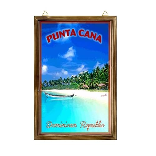 Generisch Farmhouse Gerahmtes Holzschild Punta Cana, Dominikanische Republik, Karibik, Strand, Reise, Werbung, Kunstdruck, Wandbehang, Holz-Bilderrahmen, Heimdekoration, 20 x 25 cm von Generisch