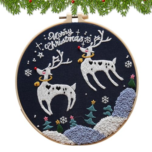 Generisch Frohe Weihnachten Stickset Ornamente | Weihnachtsstiche -Ornamente | Weihnachten Hand Winter Stickset für Anfänger Erwachsene Kinder von Generisch