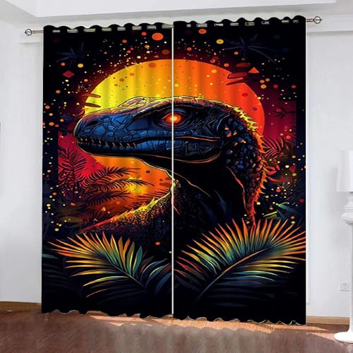 Generisch Gardinen Dinosaurier 2 Stück H 100Cm X B 70Cm,Vorhang Tier Dino Lila Blickdicht Ösen 2Er Set,Verdunklungsvorhänge Lichtundurchlässig Kinderzimmer,Kinder Vorhang Verdunkelung,C15 von Generisch