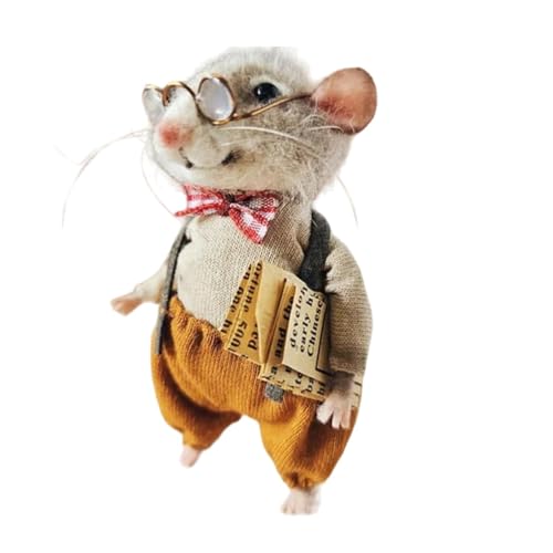 Generisch Gefilzte Maus | 8 Cm Nadelfilzen Filzmäuse | Handgemachte Wollfilz Weihnachtsmaus Plüsch Puppen Spielzeug für Kinder Erwachsene | Needle Felted Mouses Ornamente für Christmas Decorations von Generisch